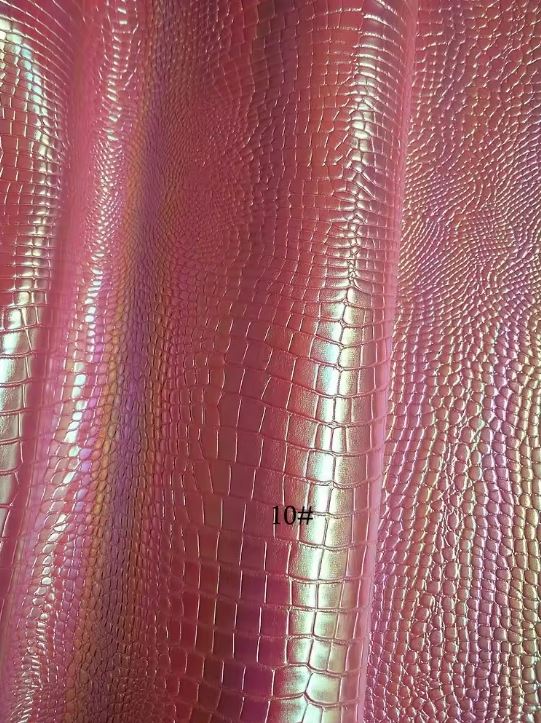 Alligator Skin Embossed Shinny Rainbow Color Glitter Holographic PVC Synthetic