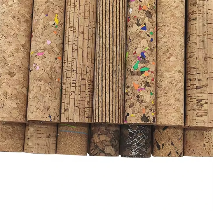 Portugal Wood Grain Colored Cork PU Leather PVC Fabric